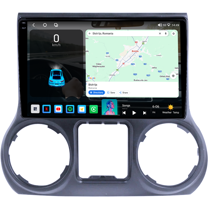 Navigatie dedicata Jeep Wrangler 2011-2016, 4GB RAM 64GB ROM, Octacore, Android 14, Display QLED 1K 10", Carplay&Android Auto, SIM 4G, Ventilator Activ [2]
