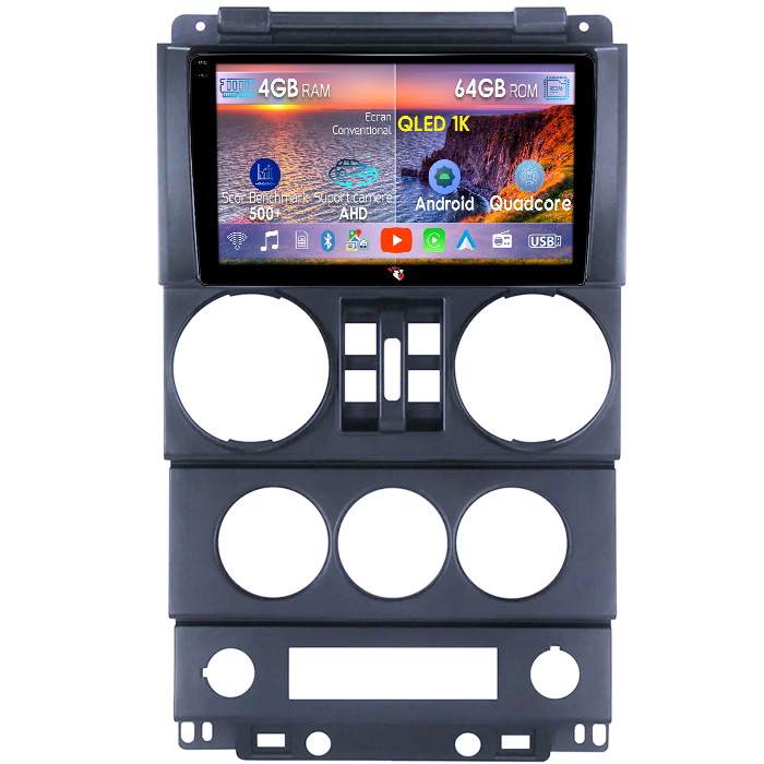 Navigatie dedicata Jeep Wrangler Rubicon 2008-2010, 4GB RAM 64GB ROM, Octacore, Android 14, Display QLED 1K 9", Carplay&Android Auto, SIM 4G, Ventilator Activ [1]