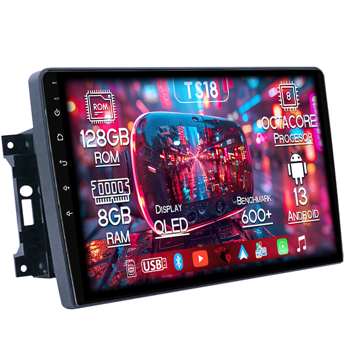 Navigatie dedicata Jeep Wrangler Rubicon 2008-2010, 8GB RAM 128GB ROM, Octacore, Platforma TS18, Android 13, Display QLED 10”, Suporta camera 360º, DSP, Carplay&Android Auto, SIM 4G, Ventilator Activ [1]