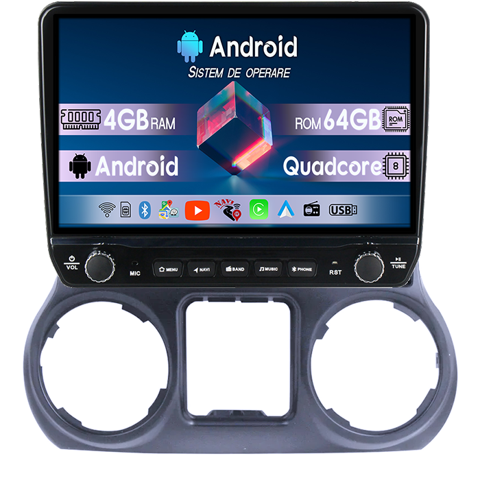 Navigatie dedicata Jeep Wrangler 2011-2016 Tesla cu butoane rotative model 2024, 4GB RAM 64GB ROM, Procesor Quadcore, Android 14, Display QLED 10", DSP, Carplay&Android Auto [1]