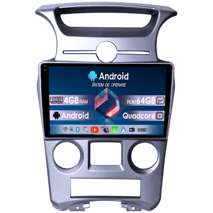 Navigatie dedicata KIA Carens 2007-2011, 4GB RAM 64GB ROM, Quad Core, Display 9" QLED 1K, Carplay, Android 14, Bluetooth, Magazin Play, Suport Camere AHD [1]