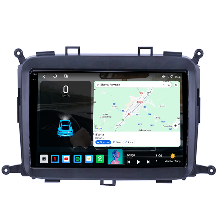 Navigatie dedicata KIA Carens 2013-2018, 4GB RAM 64GB ROM, Octacore, Android 14, Display QLED 1K 9", Carplay&Android Auto, SIM 4G, Ventilator Activ [2]