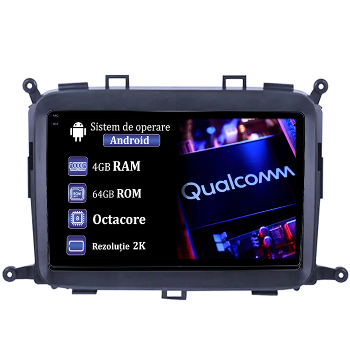 Navigatie dedicata KIA Carens 2013-2018, 4GB RAM 64GB ROM, Procesor Qualcomm Octacore, Android 14, Rezolutie 2K, Display QLED 9", DSP, Carplay&Android Auto, SIM 4G [1]