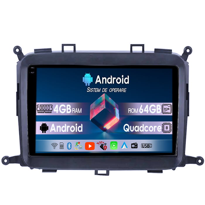 Navigatie dedicata KIA Carens 2013-2018, 4GB RAM 64GB ROM, Quad Core, Display 9" QLED 1K, Carplay, Android 14, Bluetooth, Magazin Play, Suport Camere AHD [1]