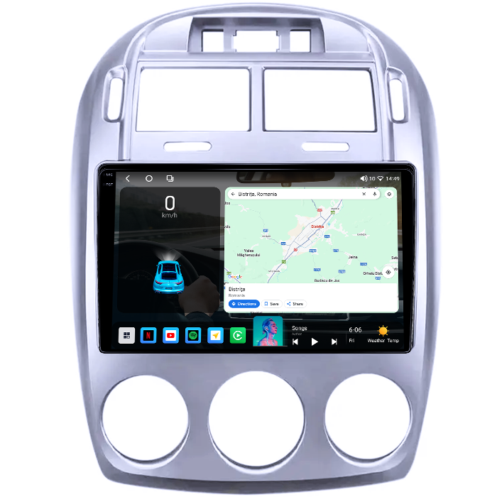 Navigatie dedicata Kia Cerato 2005-2006, 4GB RAM 64GB ROM, Octacore, Android 14, Display QLED 1K 9", Carplay&Android Auto, SIM 4G, Ventilator Activ [2]