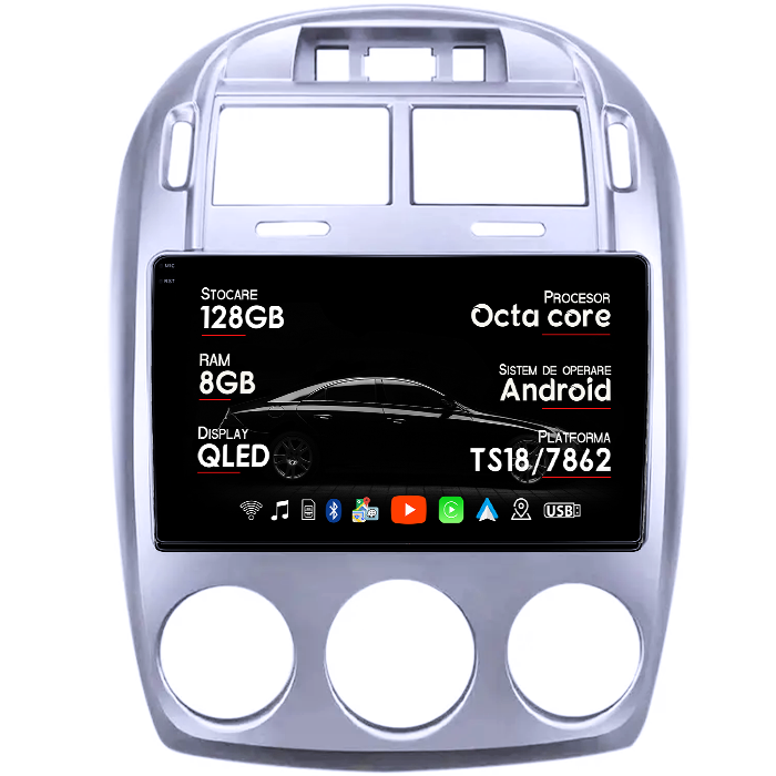 Navigatie dedicata Kia Cerato 2005-2006, 8GB RAM 128GB ROM, Octacore, Platforma TS18, Android 14, Display QLED 9", Suporta camera 360", DSP, Carplay&Android Auto, SIM 4G, Ventilator Activ [1]