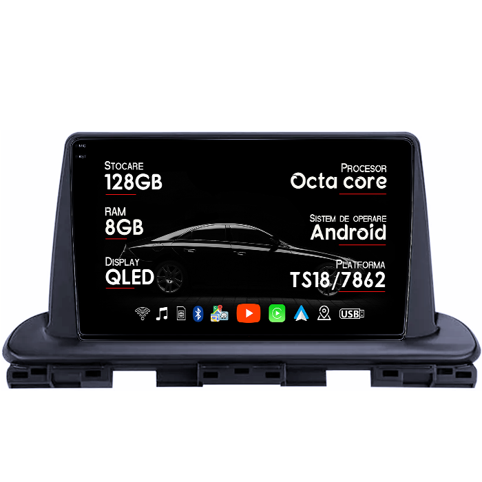 Navigatie dedicata Kia Cerato 2018-2021, 8GB RAM 128GB ROM, Octacore, Platforma TS18, Android 14, Display QLED 9", Suporta camera 360", DSP, Carplay&Android Auto, SIM 4G, Ventilator Activ [1]