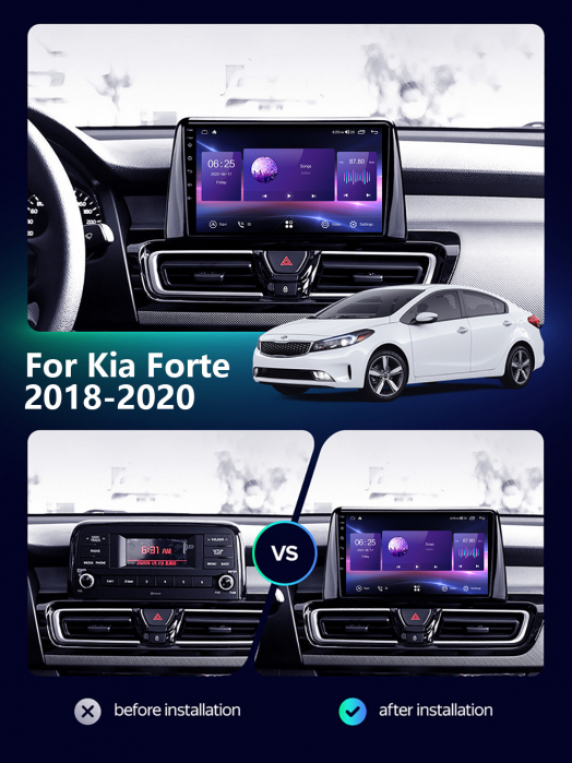 Navigatie dedicata Kia Forte 2018-2020, 4 GB RAM 32 ROM, Android 13, Display QLED, 9", DSP, Carplay, Android Auto, Internet, Youtube , Waze , WI-FI , USB , Bluetooth [4]