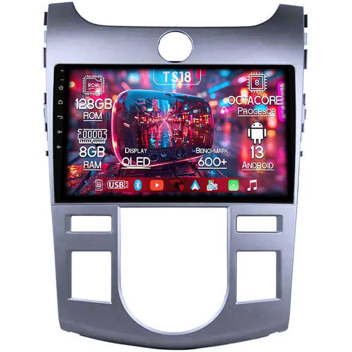Navigatie dedicata Kia Forte Cerato 2008-2013, Black, 8GB RAM 128GB ROM, Octacore, Platforma TS18, Android 13, Display QLED 9”, Suporta camera 360º, DSP, Carplay&Android Auto, SIM 4G, Ventilator Activ [1]