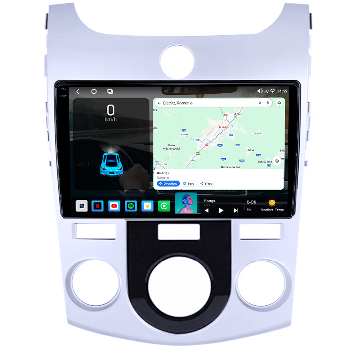 Navigatie dedicata Kia Forte Cerato 2008-2013, Silver, 4GB RAM 64GB ROM, Octacore, Android 14, Display QLED 1K 9", Carplay&Android Auto, SIM 4G, Ventilator ActivIFI, Bluetooth [2]