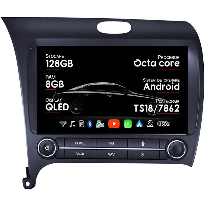 Navigatie dedicata KIA K3 2013-2018, 8GB RAM 128GB ROM, Octacore, Platforma TS18, Android 14, Display QLED 9", Suporta camera 360", DSP, Carplay&Android Auto, SIM 4G, Ventilator Activ [1]