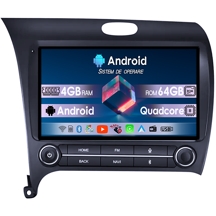 Navigatie dedicata KIA K3 2013-2018,Android 14, Wireless Carplay si Android auto 4GB RAM 64GB ROM, Display QLED 1K, 9 inch, Microfon Extern [1]