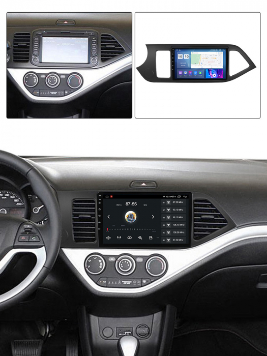 Navigatie dedicata Kia Morning Picanto 2011-2017, Black, 4 GB RAM 32 ROM, Android 13, Display QLED, 9",DSP, Carplay, Android Auto, Internet, Youtube , Waze , WI-FI , USB , Bluetooth , [5]