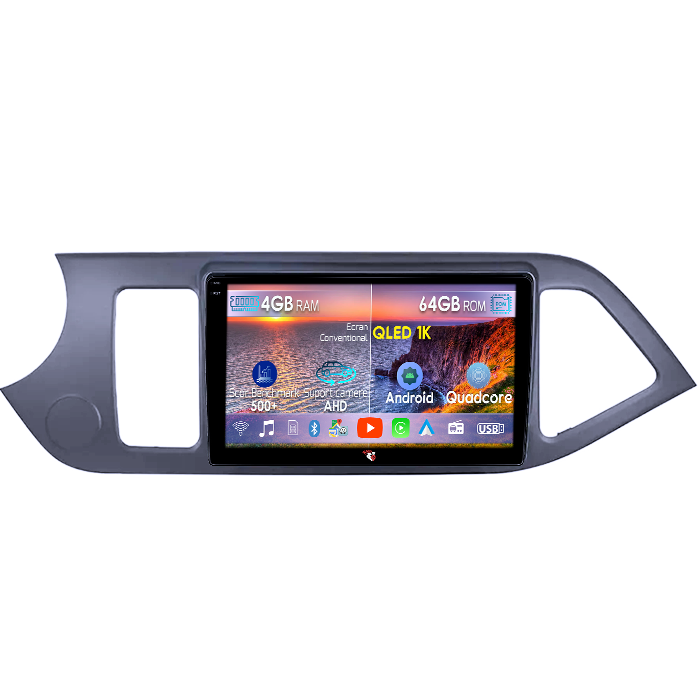 Navigatie dedicata Kia Morning Picanto 2011-2017, Black, 4GB RAM 64GB ROM, Octacore, Android 14, Display QLED 1K 9", Carplay&Android Auto, SIM 4G, Ventilator Activ [1]