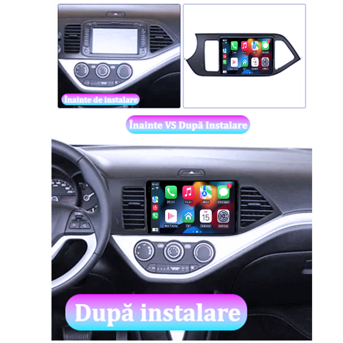 Navigatie dedicata Kia Morning Picanto 2011-2017, Black, 4GB RAM 64GB ROM, Procesor Qualcomm Octacore, Android 14, Rezolutie 2K, Display QLED 9", DSP, Carplay&Android Auto, SIM 4G [5]