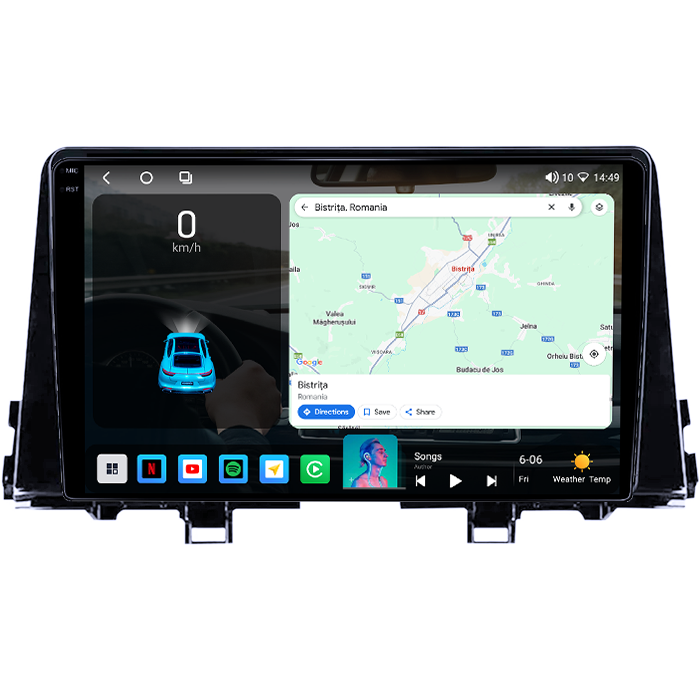 Navigatie dedicata KIA Morning picanto 2017-2020, 4GB RAM 64GB ROM, Octacore, Android 14, Display QLED 1K 9", Carplay&Android Auto, SIM 4G, Ventilator Activ [2]