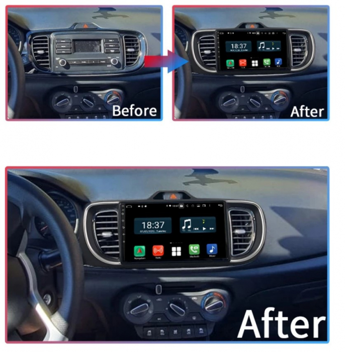 Navigatie dedicata Kia Pegas 2018-2020, 4 GB RAM 32 ROM, Android 13, Display QLED, 9", DSP, Carplay, Android Auto, Internet, Youtube , Waze , WI-FI , USB , Bluetooth [3]