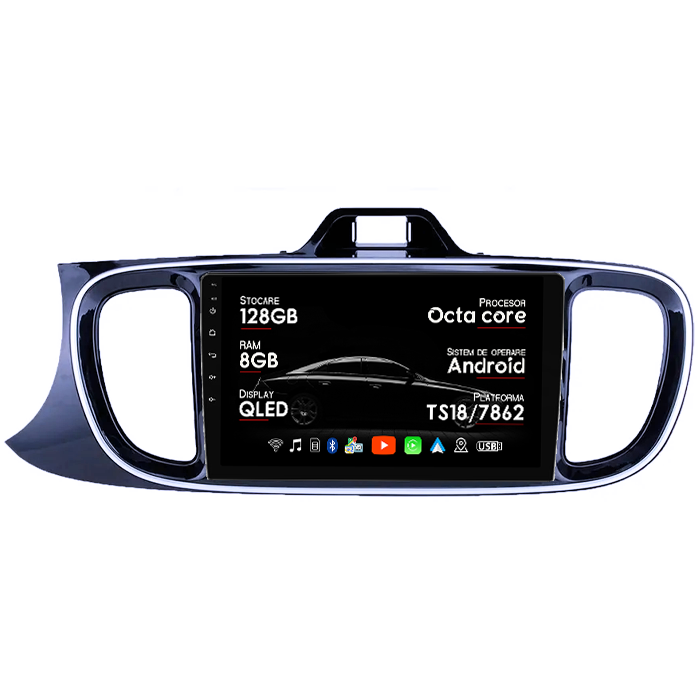 Navigatie dedicata Kia Pegas 2018-2020, 8GB RAM 128GB ROM, Octacore, Platforma TS18, Android 14, Display QLED 9”, Suporta camera 360º, DSP, Carplay&Android Auto, SIM 4G, Ventilator Activ [1]