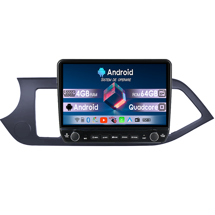 Navigatie dedicata Kia Picanto 2011-2015 Tesla cu butoane rotative model 2024, 4GB RAM 64GB ROM, Procesor Quadcore, Android 14, Display QLED 10", DSP, Carplay&Android Auto [1]