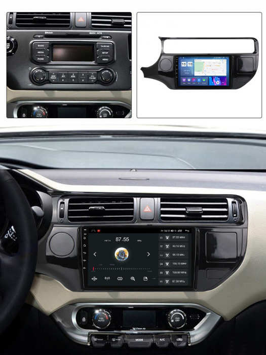 Navigatie dedicata Kia Rio 2011 - 2017, 4GB RAM 32 ROM, Android 13, Display QLED, 9",DSP, Carplay, Android Auto, Internet, Youtube , Waze , WI-FI , USB , Bluetooth , Mirrorlink [5]