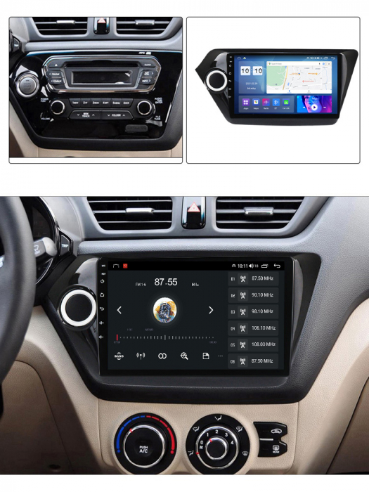 Navigatie dedicata Kia Rio 2011-2015, 4GB RAM 32 ROM, Android 13, Display QLED, 9",DSP, Carplay, Android Auto, Internet, Youtube , Waze , WI-FI , USB , Bluetooth , Mirrorlink [5]