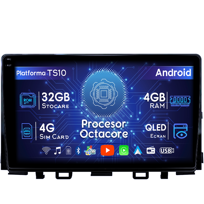 Navigatie dedicata KIA Rio 2017- 2019, 4GB RAM 32GB ROM, Octacore, Android 14, Display QLED 1K 9", DSP, Carplay&Android Auto, SIM 4G, Bluetooth, Ventilator Activ [1]