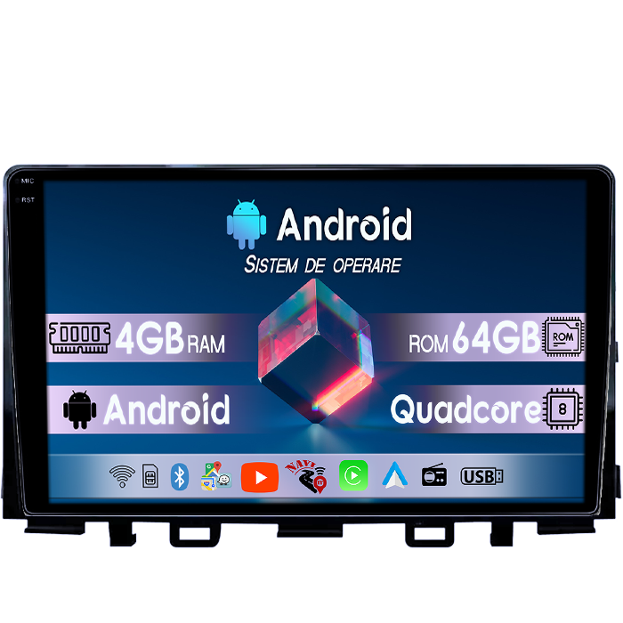 Navigatie dedicata KIA Rio 2017- 2019, 4GB RAM 64GB ROM, Quad Core, Display 9" QLED 1K, Carplay, Android 14, Bluetooth, Magazin Play, Suport Camere AHD [1]