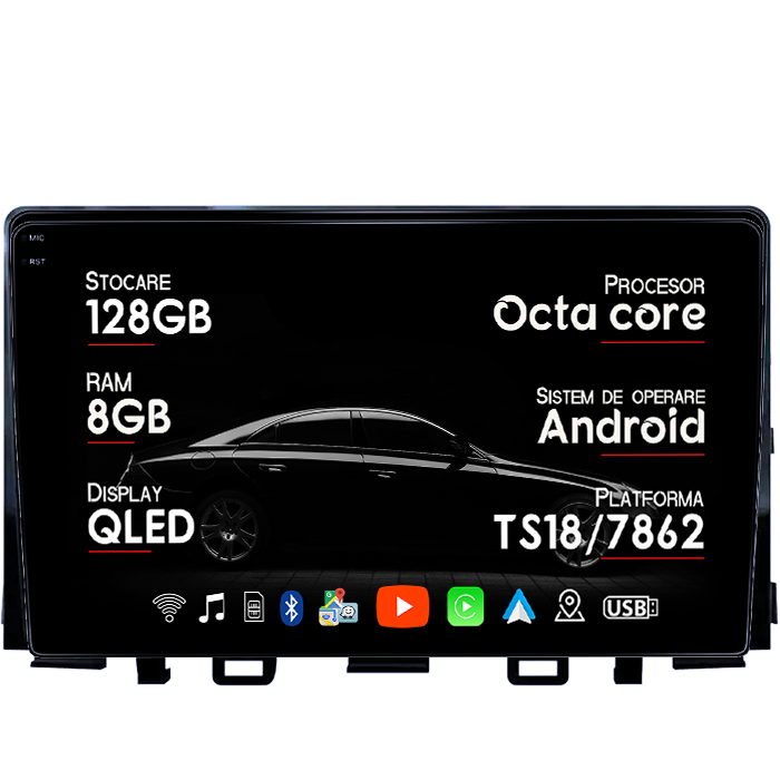Navigatie dedicata KIA Rio 2017- 2019, 8GB RAM 128GB ROM, Octacore, Platforma TS18, Android 14, Display QLED 9", Suporta camera 360", DSP, Carplay&Android Auto, SIM 4G, Ventilator Activ [1]