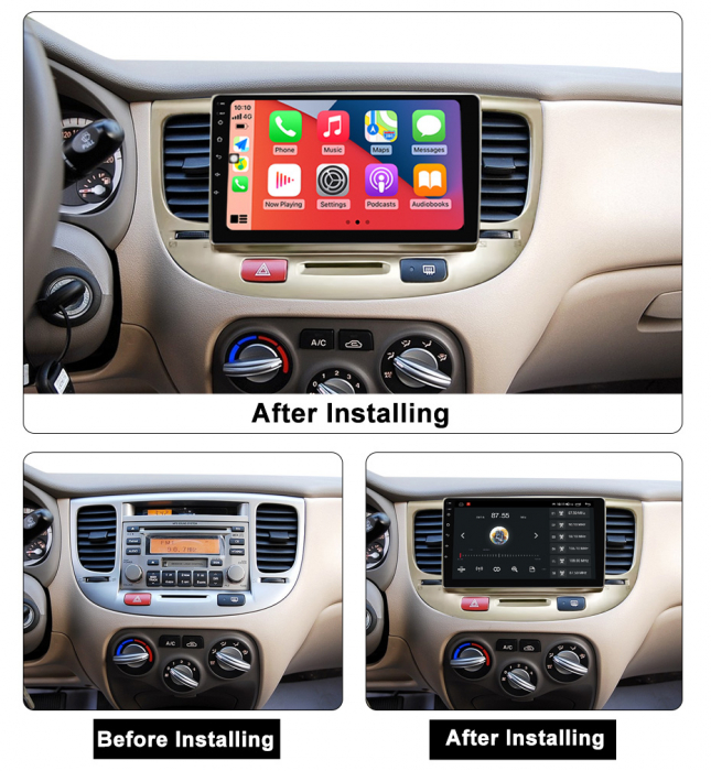 (Resigilata) Navigatie dedicata Kia Rio2 2005-2011, 2GB RAM 32GB ROM, Quad Core, Display 9" IPS Full HD, Carplay, Android 13, Bluetooth, Magazin Play, Suport camere AHD [2]