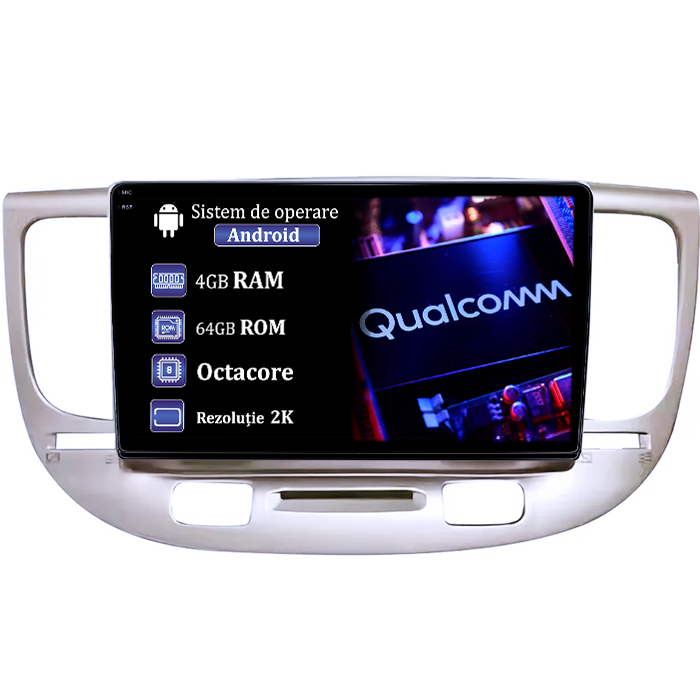 Navigatie dedicata Kia Rio2 2005-2011, 4GB RAM 64GB ROM, Procesor Qualcomm Octacore, Android 14, Rezolutie 2K, Display QLED 9", DSP, Carplay&Android Auto, SIM 4G [1]