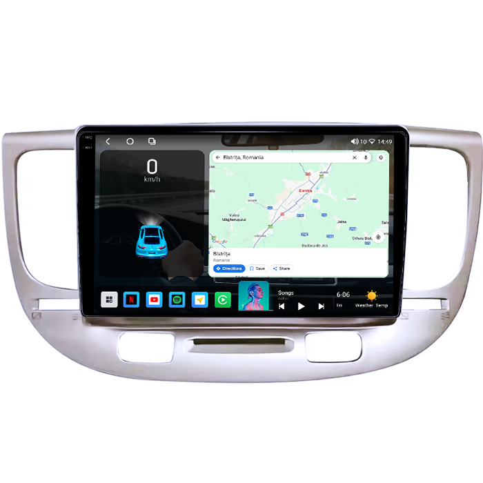 Navigatie dedicata Kia Rio2 2005-2011, 4GB RAM 64GB ROM, Procesor Qualcomm Octacore, Android 14, Rezolutie 2K, Display QLED 9", DSP, Carplay&Android Auto, SIM 4G [2]