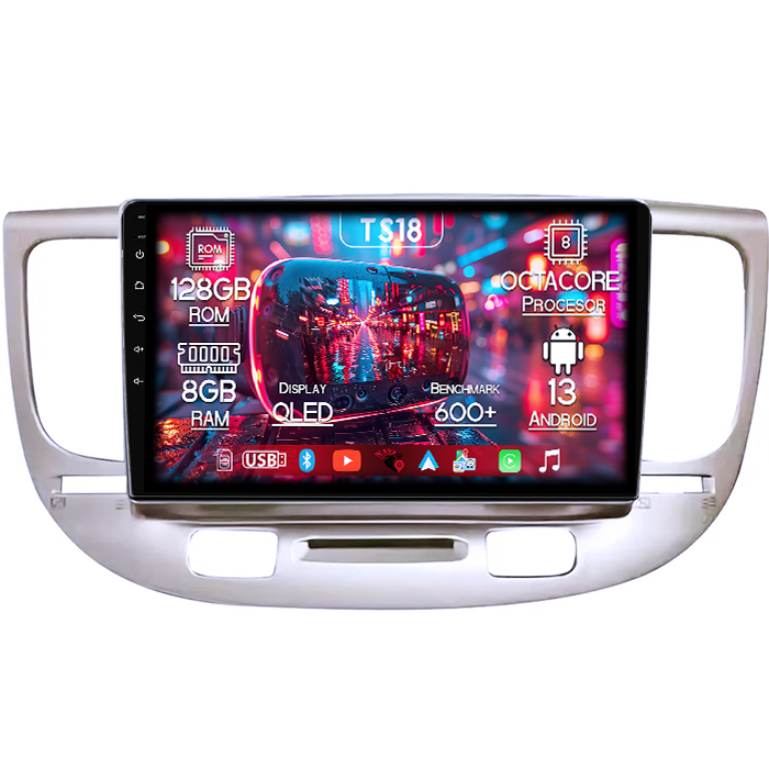 Navigatie dedicata Kia Rio2 2005-2011, 8GB RAM 128GB ROM, Octacore, Platforma TS18, Android 13, Display QLED 9”, Suporta camera 360º, DSP, Carplay&Android Auto, SIM 4G, Ventilator Activ [1]