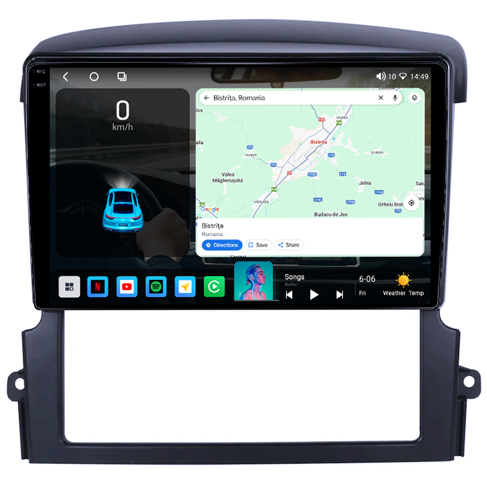 Navigatie dedicata Kia Sorento 2002-2011, 4GB RAM 32GB ROM, Octacore, Android 14, Display QLED 1K 9", DSP, Carplay&Android Auto, SIM 4G, Bluetooth, Ventilator Activ [2]
