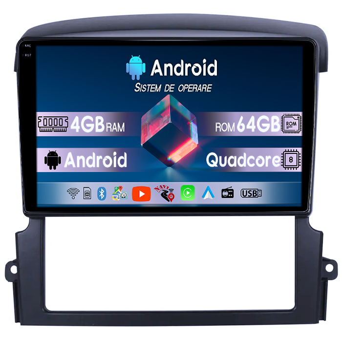Navigatie dedicata Kia Sorento 2002-2011, 4GB RAM 64GB ROM, Quad Core, Display 9" QLED 1K, Carplay, Android 14, Bluetooth, Magazin Play, Suport Camere AHD [1]