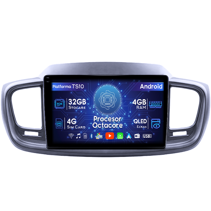 Navigatie dedicata KIA Sorento 2014-2017, 4GB RAM 32GB ROM, Octacore, Android 14, Display QLED 1K 10", DSP, Carplay&Android Auto, SIM 4G, Bluetooth, Ventilator Activ [1]