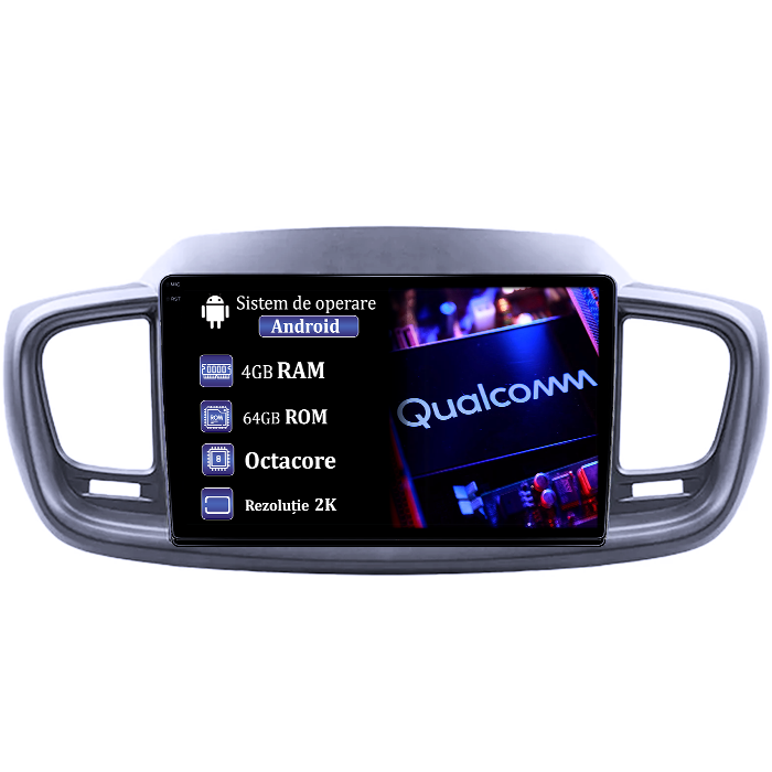 Navigatie dedicata KIA Sorento 2014-2017, 4GB RAM 64GB ROM, Procesor Qualcomm Octacore, Android 14, Rezolutie 2K, Display QLED 10", DSP, Carplay&Android Auto, SIM 4G [1]
