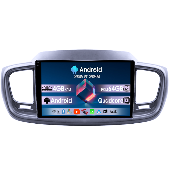 Navigatie dedicata KIA Sorento 2014-2017, 4GB RAM 64GB ROM, Quad Core, Display 10" QLED 1K, Carplay, Android 14, Bluetooth, Magazin Play, Suport Camere AHD [1]
