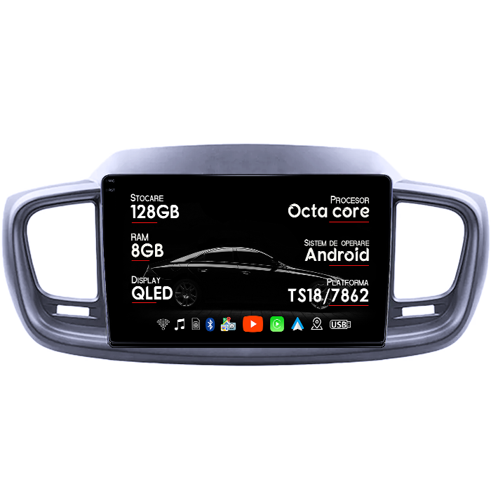 Navigatie dedicata KIA Sorento 2014-2017, 8GB RAM 128GB ROM, Octacore, Platforma TS18, Android 14, Display QLED 10", Suporta camera 360", DSP, Carplay&Android Auto, SIM 4G, Ventilator Activ [1]