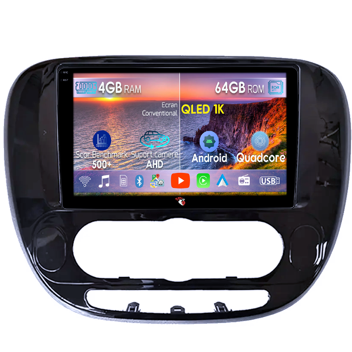 Navigatie dedicata Kia Soul 2013-2019, 4GB RAM 64GB ROM, Octacore, Android 14, Display QLED 1K 9", Carplay&Android Auto, SIM 4G, Ventilator Activ [1]
