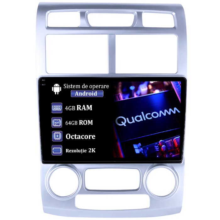 Navigatie dedicata Kia Sportage 2004-2007, 4GB RAM 64GB ROM, Procesor Qualcomm Octacore, Android 14, Rezolutie 2K, Display QLED 9", DSP, Carplay&Android Auto, SIM 4G [1]