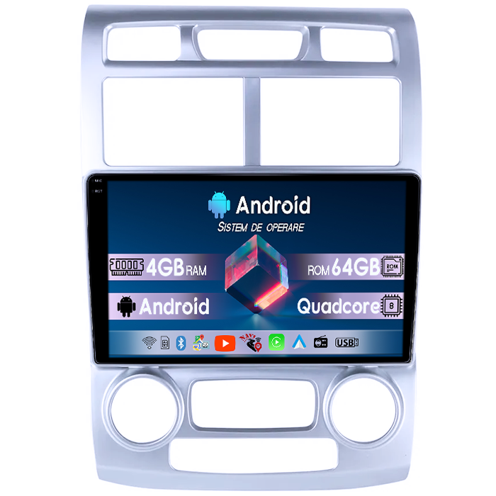 Navigatie dedicata Kia Sportage 2004-2007, 4GB RAM 64GB ROM, Quad Core, Display 9" QLED 1K, Carplay, Android 14, Bluetooth, Magazin Play, Suport Camere AHD [1]