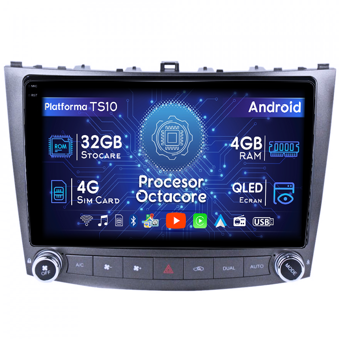 Navigatie dedicata Lexus IS250 2005-2013, 4GB RAM 32GB ROM, Octacore, Android 14, Display QLED 1K 9", DSP, Carplay&Android Auto, SIM 4G, Bluetooth, Ventilator Activ [1]