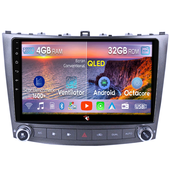 Navigatie dedicata Lexus IS250 2005-2013, 4GB RAM 32GB ROM, Octacore, Android 14, Display QLED 9", DSP, Carplay&Android Auto, SIM 4G, Bluetooth, Ventilator Activ [1]