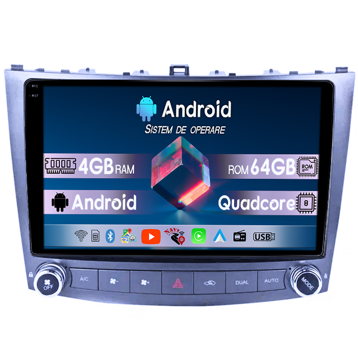 Navigatie dedicata Lexus IS250 2005-2013, 4GB RAM 64GB ROM, Quad Core, Display 9" QLED 1K, Carplay&Android Auto, Android 14, Suport Camere AHD [1]