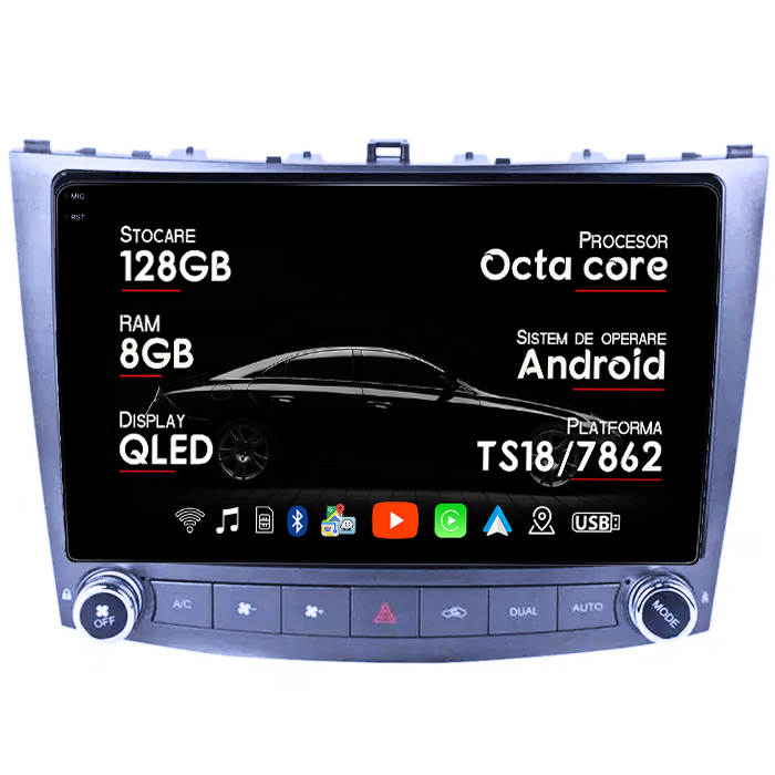 Navigatie dedicata Lexus IS250 2005-2013, 8GB RAM 128GB ROM, Octacore, Platforma TS18, Android 14, Display QLED 9", Suporta camera 360", DSP, Carplay&Android Auto, SIM 4G, Ventilator Activ [1]