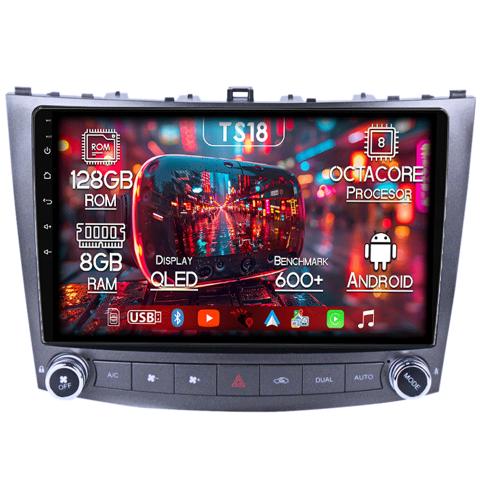 Navigatie dedicata Lexus IS250 2005-2013, 8GB RAM 128GB ROM, Octacore, Platforma TS18, Android 14, Display QLED 9”, Suporta camera 360º, DSP, Carplay&Android Auto, SIM 4G, Ventilator Activ [1]