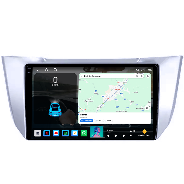 Navigatie dedicata Lexus RX300 RX330 RX350 RX400H 2003-2009, 8GB RAM 256GB ROM, Procesor Qualcomm Octacore, Android 14, Rezolutie 2K, Display QLED 10", DSP, Carplay&Andr [2]
