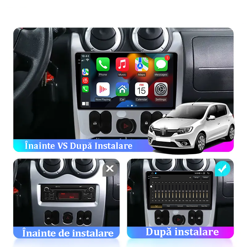 Navigatie dedicata Logan 2004-2008, 12GB RAM 256/512GB ROM, Android 13, Rezolutie 2K, Display QLED 9", DSP, Carplay&Android Auto, SIM 4G, Ventilator Activ, Suport Camere 360 [5]