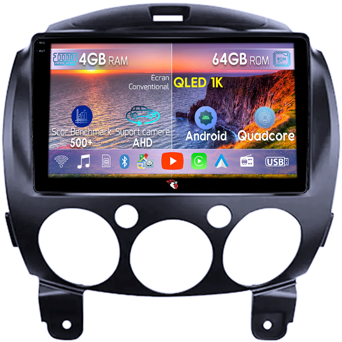 Navigatie dedicata Mazda 2 2007-2014, 4GB RAM 64GB ROM, Octacore, Android 14, Display QLED 1K 9", Carplay&Android Auto, SIM 4G, Ventilator Activ [1]