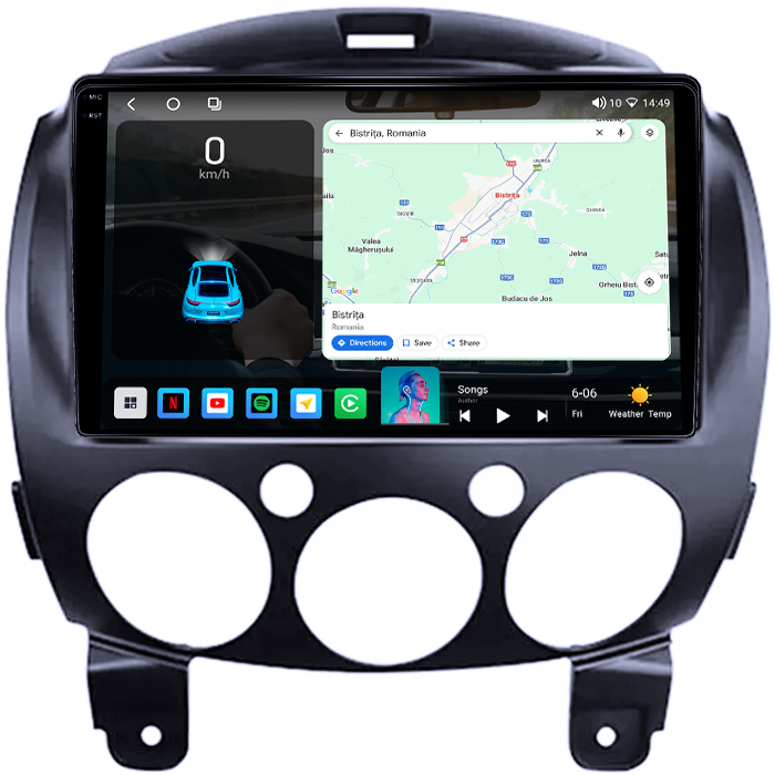 Navigatie dedicata Mazda 2 2007-2014, 4GB RAM 64GB ROM, Octacore, Android 14, Display QLED 1K 9", Carplay&Android Auto, SIM 4G, Ventilator Activ [2]